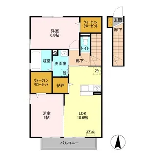 フルール・ド・ティアラ E【2階】の間取り