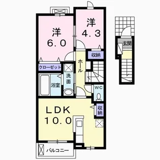 ユングフラウ サカエ B【2階】の間取り
