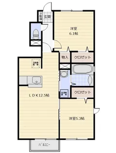 キャトルセゾンF【2階】の間取り