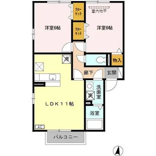 グランシャリオあおばA【1階】の間取り