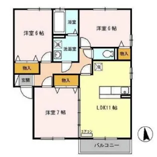 リビングタウン飯岡新田II D【2階】の間取り