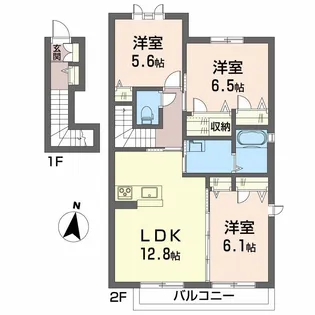 シャーメゾン ブルームステージA棟【2階】の間取り