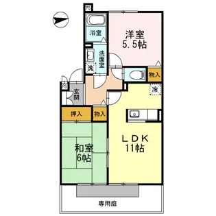 パセオ白鳳 B棟【1階】の間取り