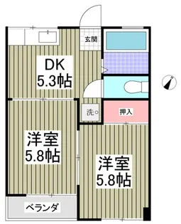 高鼻コーポ 2-D【2階】の間取り