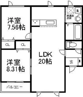 バップバーレンW17 K棟【2階】の間取り