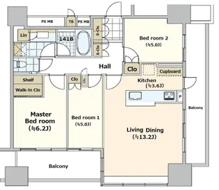 パークコート千代田富士見ザ・タワー【12階】の間取り