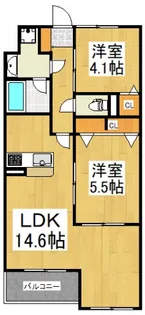 ヴァン・ヴェール鷹の台C【1階】の間取り