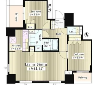 パークタワー池袋イーストプレイス【28階】の間取り