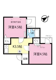 ミングルAP.栗谷一番館【3階】の間取り