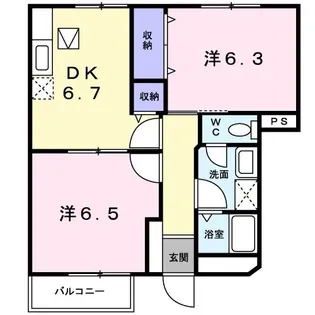 プリムヴェールA【1階】の間取り