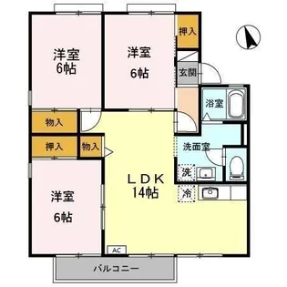 セジュール西添B【1階】の間取り