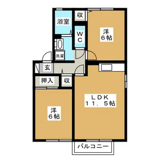 セジュールオクハラ A【2階】の間取り