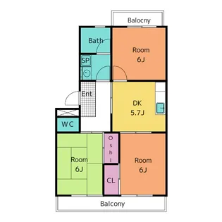 エスペランサ大友【2階】の間取り