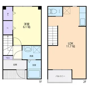 1LDKの間取り画像