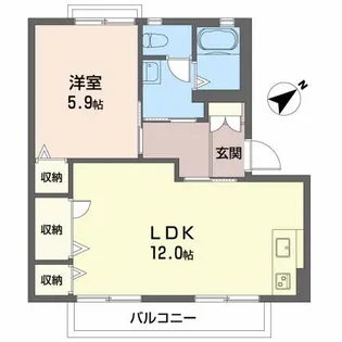 1DKの間取り画像