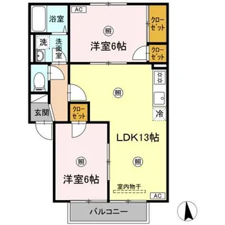 のぎく B棟【1階】の間取り