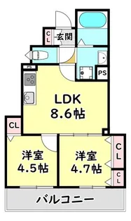 大阪府四條畷市大字清瀧【アパート】の間取り