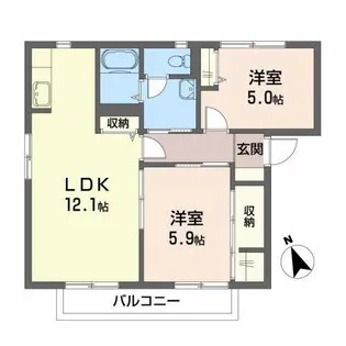 ヴィラ・クラシオンB【2階】の間取り