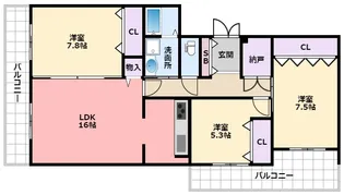 兵庫県西宮市甲子園浜田町【マンション】の間取り