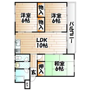 井堀南団地2号棟【2階】の間取り