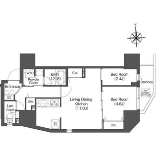 コンフォリア・リヴ木場【13階】の間取り