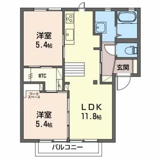 アサナ アルカディア B【1階】の間取り