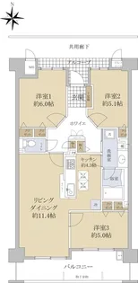 メロディーハイム中百舌鳥ブライトガーデン【3階】の間取り