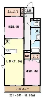 Gracecourt West【3階】の間取り