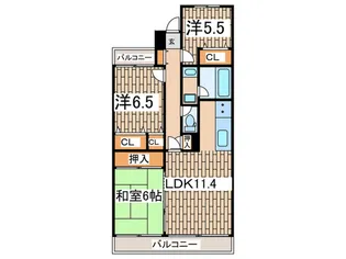 ベルヴィ能見台A棟【3階】の間取り