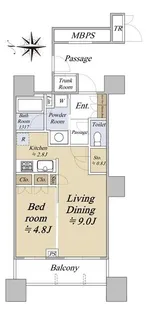 パークタワーグランスカイ【18階】の間取り