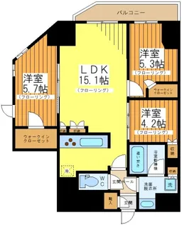 レジディア中目黒III【14階】の間取り