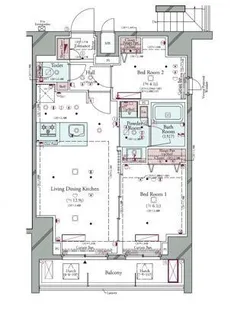 コンシェリア町屋【6階】の間取り