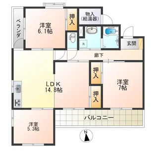 ガーデンコート篭田【1階】の間取り