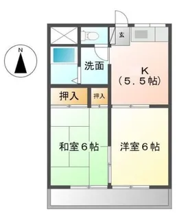 なかみちハイツ【2階】の間取り