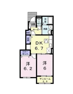 サンミッシェル B【1階】の間取り