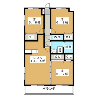 サニーサイド宝木 II【3階】の間取り