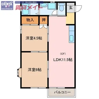 ハイツドヌール B棟【2階】の間取り
