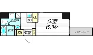 大阪府大阪市中央区瓦町1【マンション】の間取り