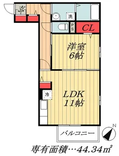 千葉県市川市原木2【アパート】の間取り