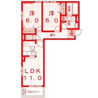 リバーサイド・レジデンス【1階】の間取り
