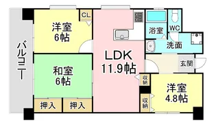 福岡県北九州市小倉北区真鶴2【マンション】の間取り
