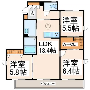 アルフラット【1階】の間取り