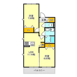 サニーコンフォート【2階】の間取り