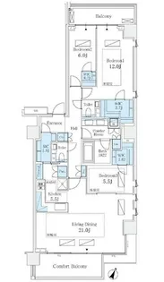 東京都千代田区一番町【マンション】の間取り