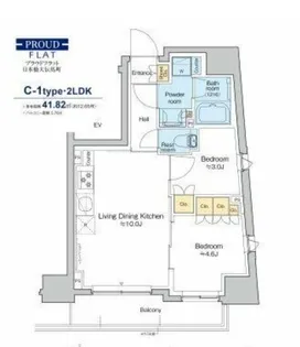 プラウドフラット日本橋大伝馬町【9階】の間取り