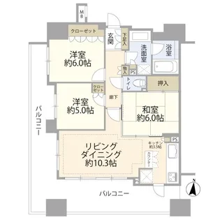 クレアシティ浦和常盤【6階】の間取り