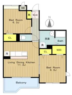 ヴィクトリアオーシャンB【2階】の間取り