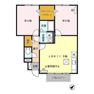 ソシア・クレール【1階】の間取り