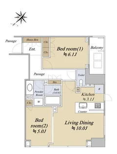 シティハウス月島駅前キャピタルコート【4階】の間取り