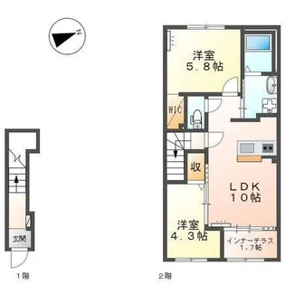 クレ ド ボヌールII【1階】の間取り